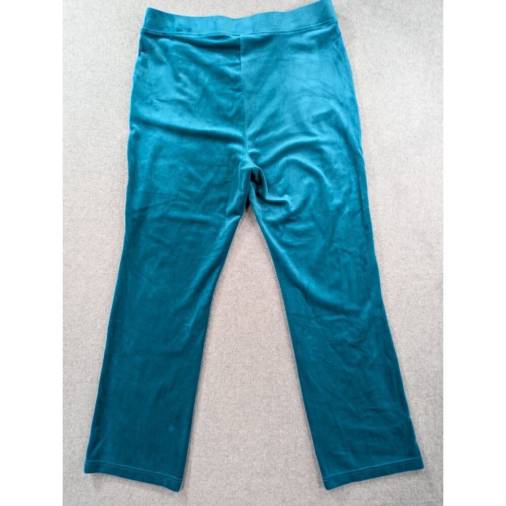 Juicy Couture Tracksuit Pants Womens SZ XL Turquoise Velour Straight Leg Y2K - Picture 9 of 11